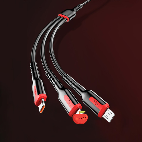 3-i-1 uttrekkbar datakabel USB-fjær uttrekkbar kabel for 1.2m