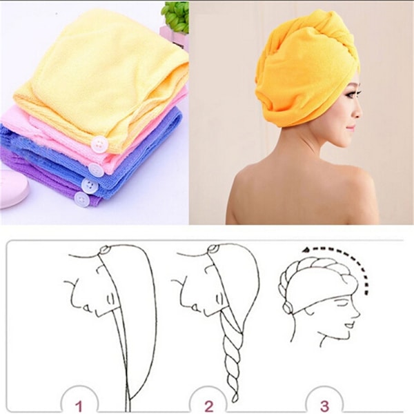 Mikrofiber Hårhåndkle Tørking Bad Spa Hodehette Turban Twis