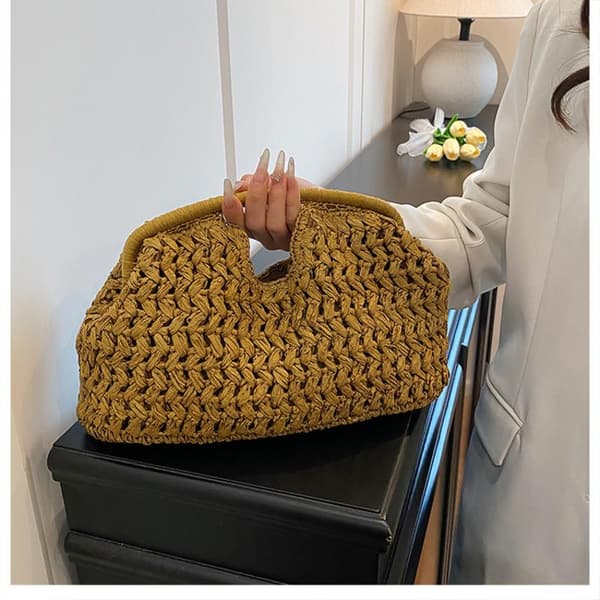 Mode Halmklämma Skal Clutchväska För Kvinnor Designer Papper Wo A