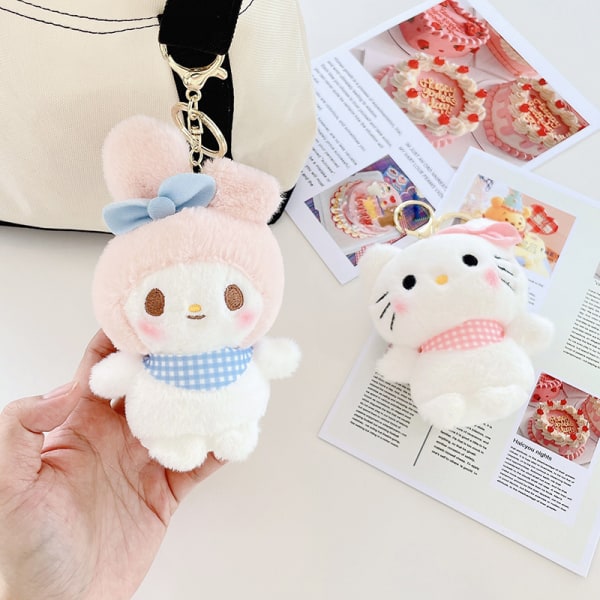 Tegneseriefigur Plysj Nøkkelring Sanrio Keychians Kawaii Plysj Til A6