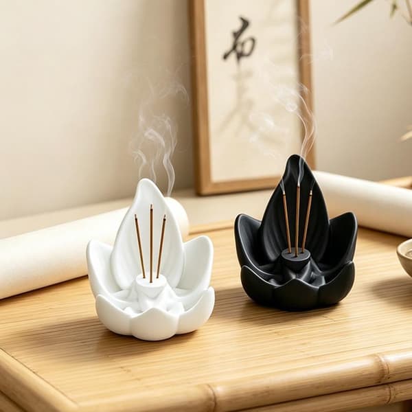 Kreativ Lotusformet Røkelsesholder White