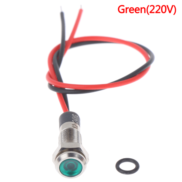P67 Vattentät 6 mm LED-varningslampa i metall 12(Green 220V)