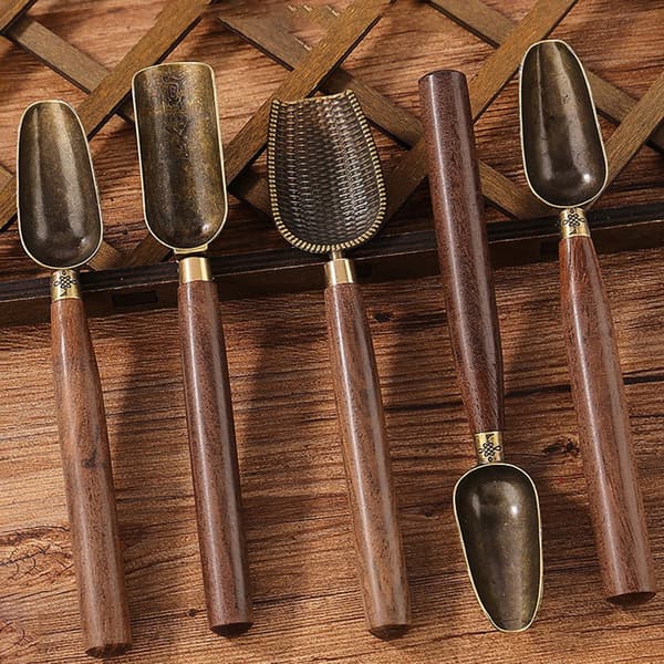 1 Pack Teaspoon Ebenholts Teaspoon Massivt Trä Vintage Tespatel A