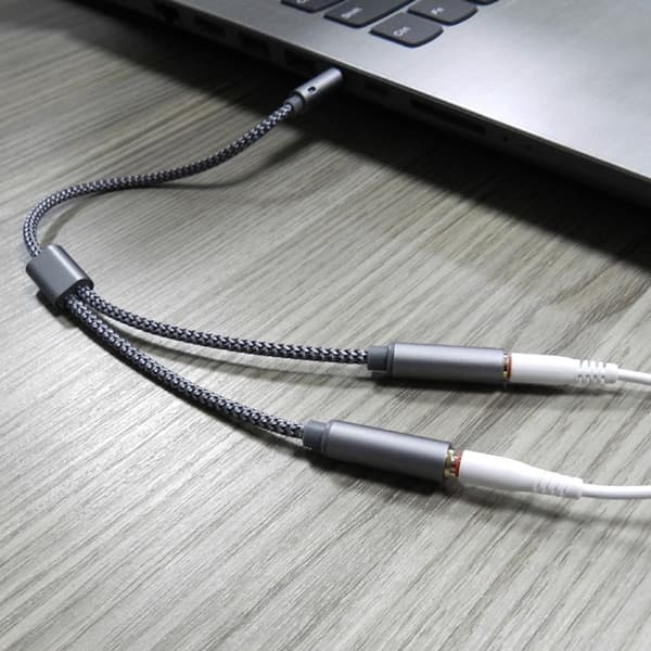 AUX Kabelstik 3,5MM o Kabel han til dobbelt hun Stereo o Cab grey