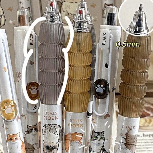 4 st e Cat Gelpennor Kawaii Meow Style Infällbara Pennor Med Com