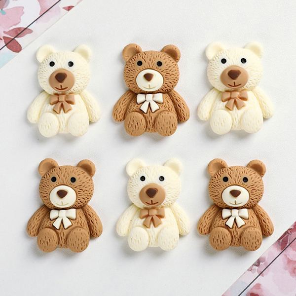 10 stk Cartoon Resin Mini Bear Charms For DIY smykker Making Acc White