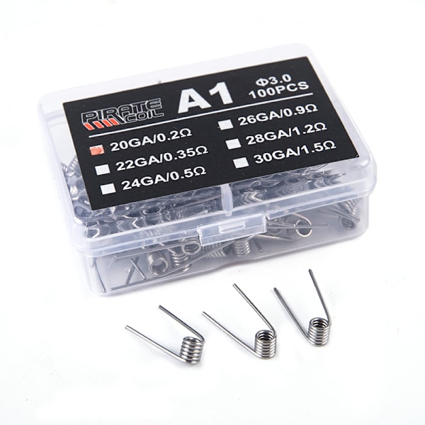 100 Stk/æske A1 Coil Wire Varmemodstand Premade Coils DIY Pr 26GA/0.9Ω
