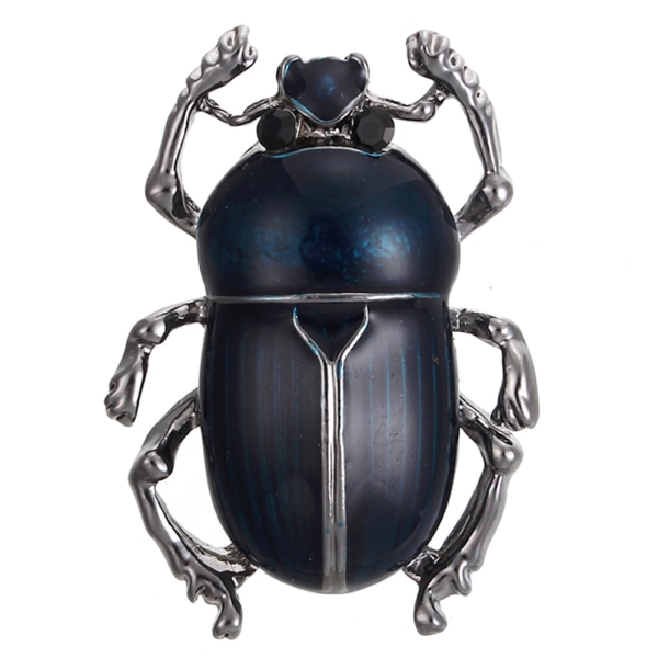 Vintage Lady Brosch Beetle Emalj Djur Insekt Skjorta Brosch Blue