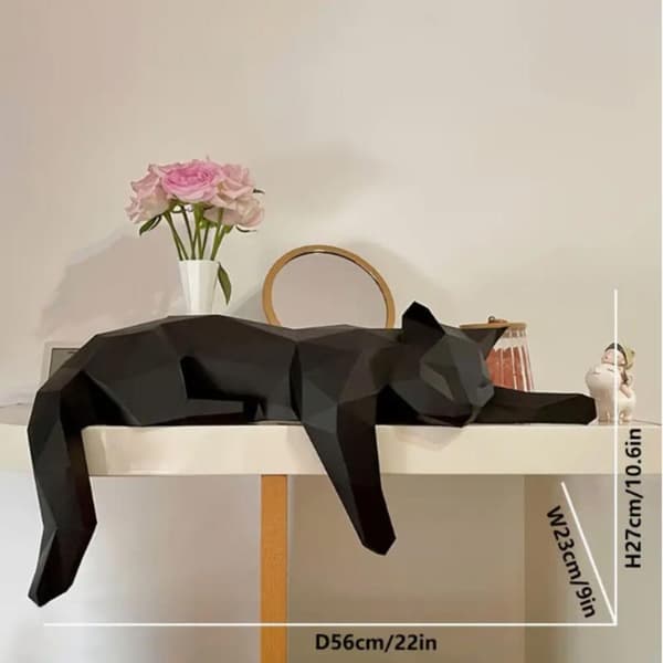 Sort Hvid Kattefigur - Geometrisk Moderne Rumindretningsfigur S Black