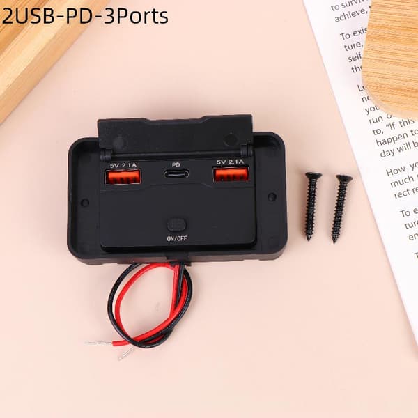 USB-uttakspanel hurtigladekontakt med bryter voltmeter for B A4