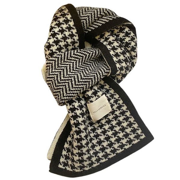 Kvinnors Thousand Bird Checker Stickad Scarf för höst och vint A2