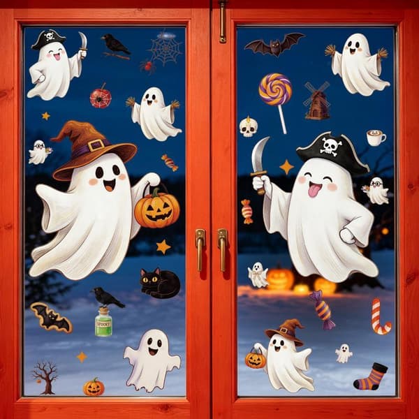 1/2 ark e Halloween Spöke Fönsterdekaler Avtagbara Levande Pri A3