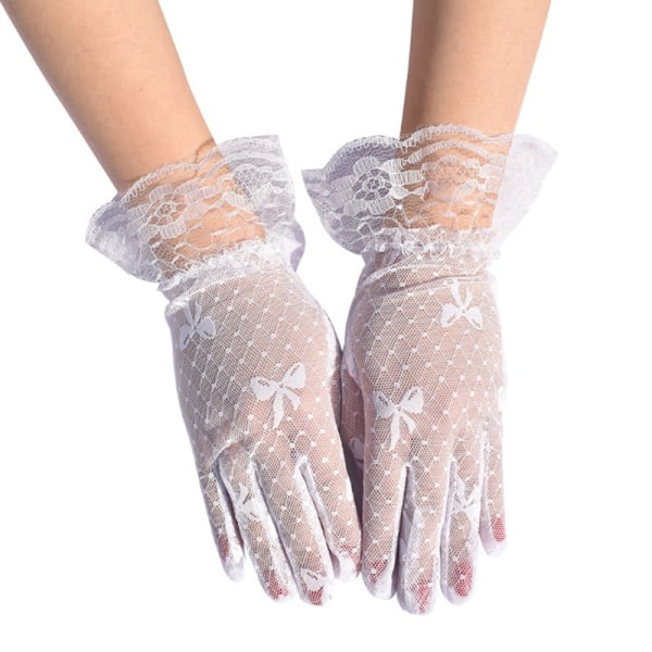 Naiset Käsineet Harso Verkkokäsineet Pitsi Rukkaset Full Finger Lace White