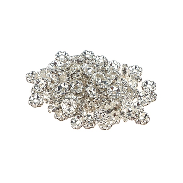 100 st 6/8 mm Rhinestone Rone Crystal Wave Spacer Beads For Jewe B-6mm