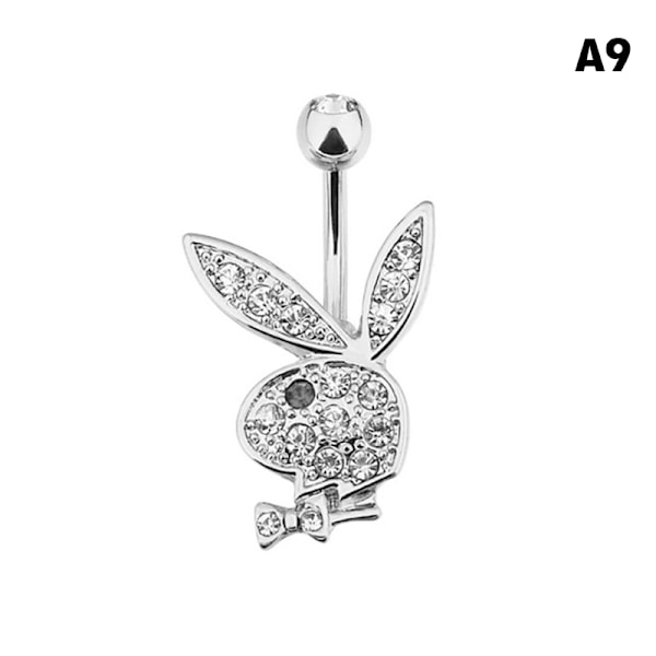 1 PC Bunny Dangle Belly Ring Asfaltert CZ Gems kirurgisk stål A9