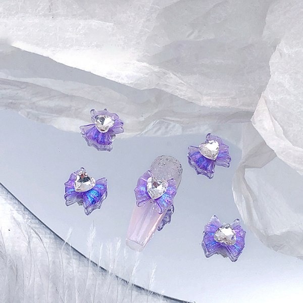 10PC Sløjfe Fin Glitter Aurora Symphony Super Flash Diamond N Purple