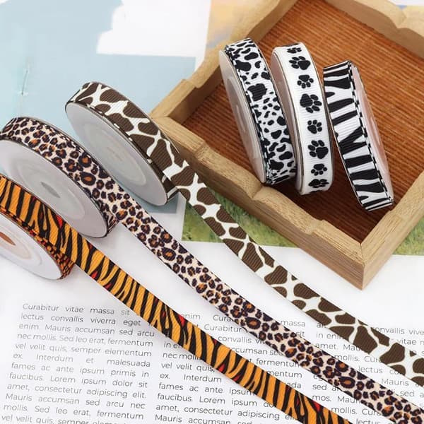 10 mm 5 yards zebra ko leopard print stofbånd til gør-det-selv tøj A9