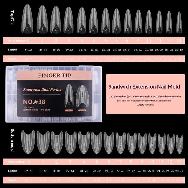 280 st Crystal Armor Model Nail Sandwich Dual Nail Forms Extens 38