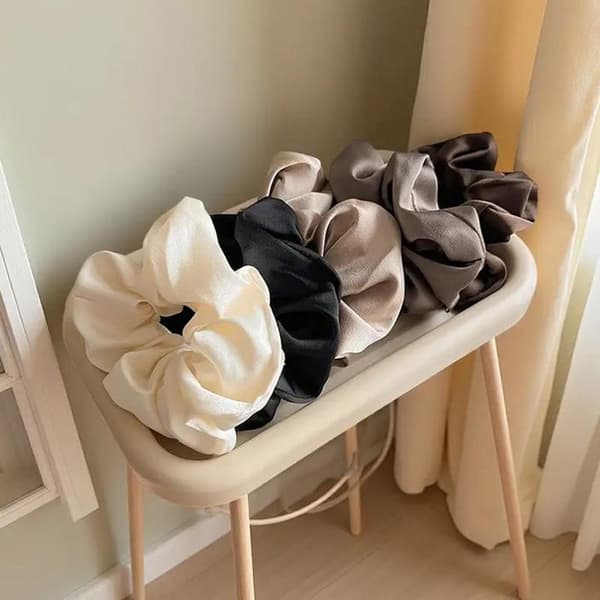 5 stk Retro Store Scrunchies - Premium Hårbånd for Kvinner 5PCS