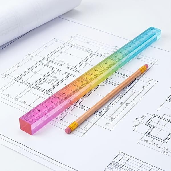 Lige kant terning geometrisk tegneværktøj tegning og måling