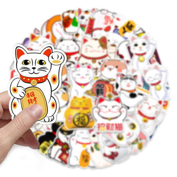 50 kpl Japan Lucky Cat sarjakuvatarrat PVC vedenpitävä rullalauta
