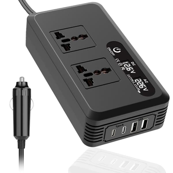 200W 12V til 220V til EU-stik Bilinverter Lighterstik USB A3