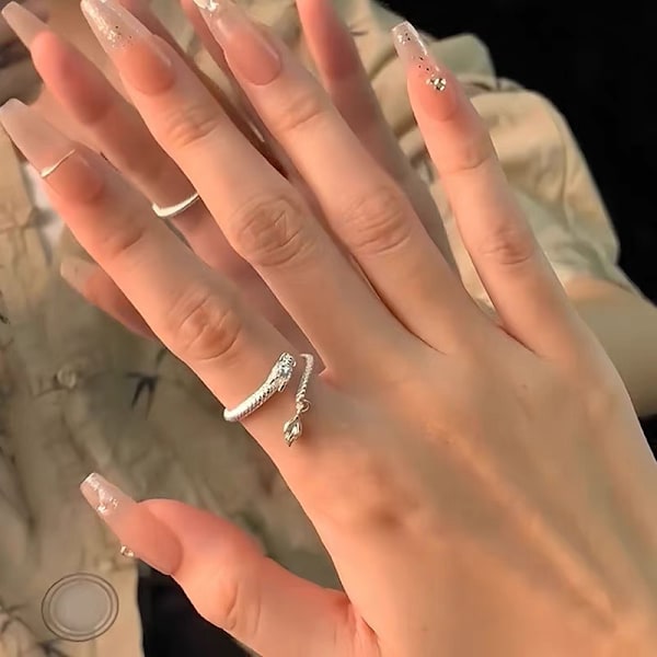 Stil Öppning Justerbar Retro Drakformad Ring Utsökt Zo Silver