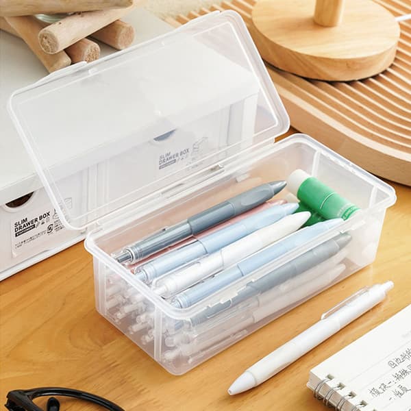 1 st stort transparent pennfodral i plast med stor kapacitet