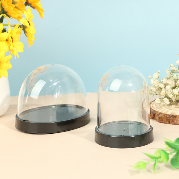 Rund Ellipse Støvklokke Deksel Plast Visningsboks Figur Mini A1
