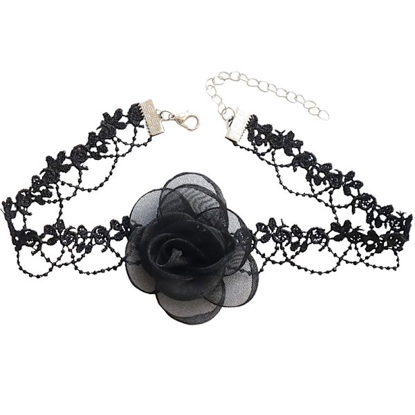 Fairy Style Temperament Sort Camellia Choker Langt bånd Vinta A2