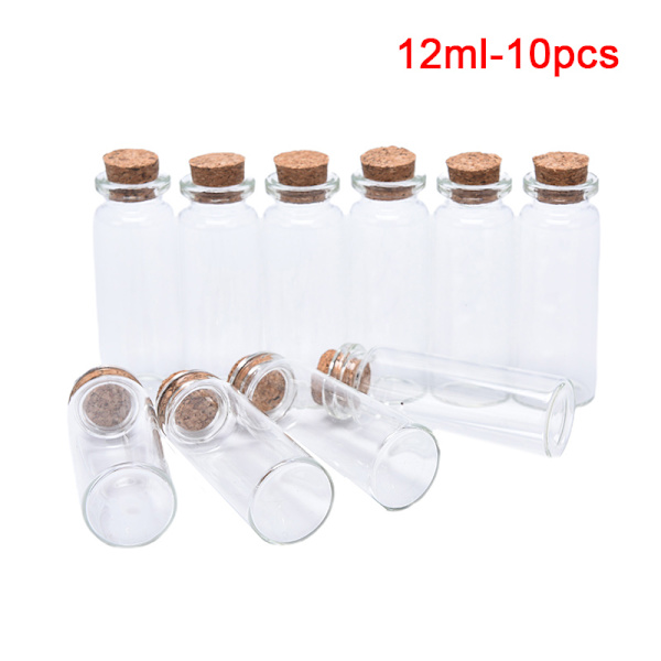 10 STK mini glasflasker med korkprop gennemsigtig flaske 12ml-10pcs