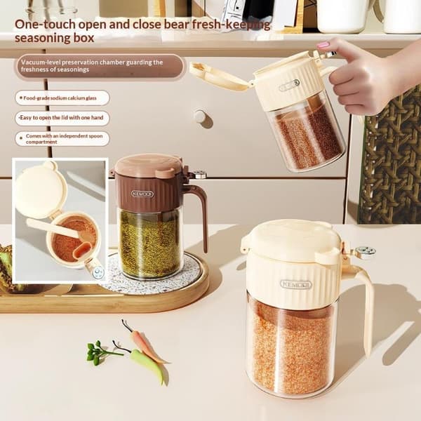 Lätt Lyxig Kryddförvaringslåda Press-Typ Hushåll Förseglad Coffee