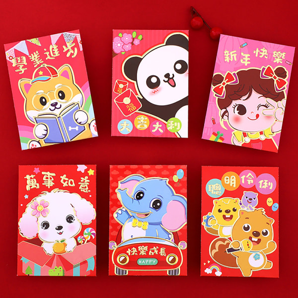 6 kpl New Year Red Envelopes Red Packet 2024 Dragon Year Luck M A1