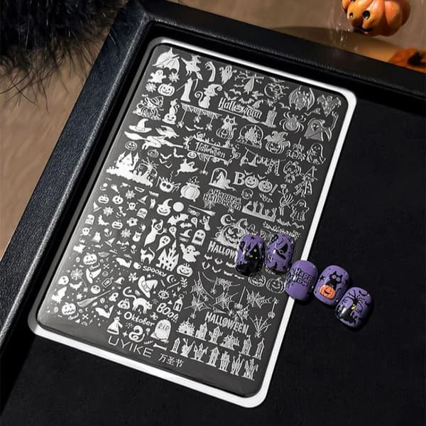 1 stk Halloween neglekunst skabelonplader med græskar