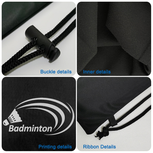 Badmintonracketvesker Badmintonveske Beskyttende deksel Snøring black