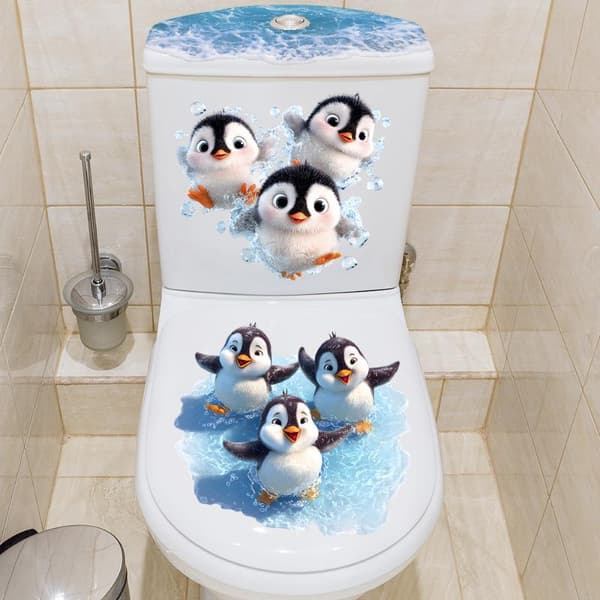 Uiva pieni pingviini WC-tarra A2