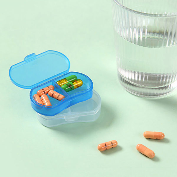 2-roms Pill Organizer Bærbart reisepilletui Dust-Pro Transparent