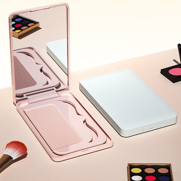Liten spegelkam Set Enfärgad Mode Portable Fold Makeup White