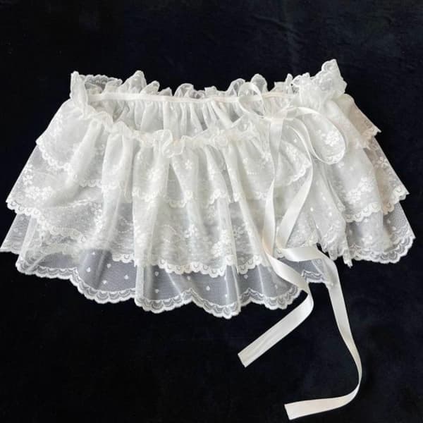 n Mode Spets Mini Lagerkjol Gardin Blommor Spets Mesh Hal C