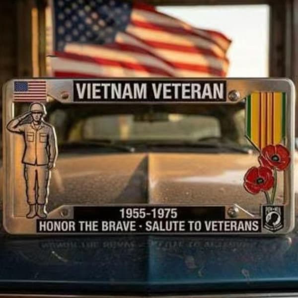 Vietnam Veteran Metallisk Nummerplåtsram för Bil Lastbil Dekor P A2