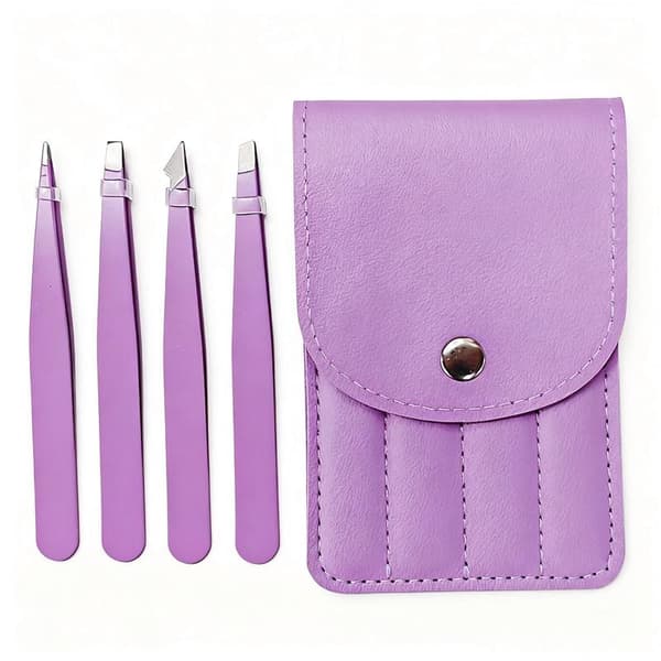 4 st ögonbrynspincettset Plockare Dragare Sned Spetsig Spets M Purple