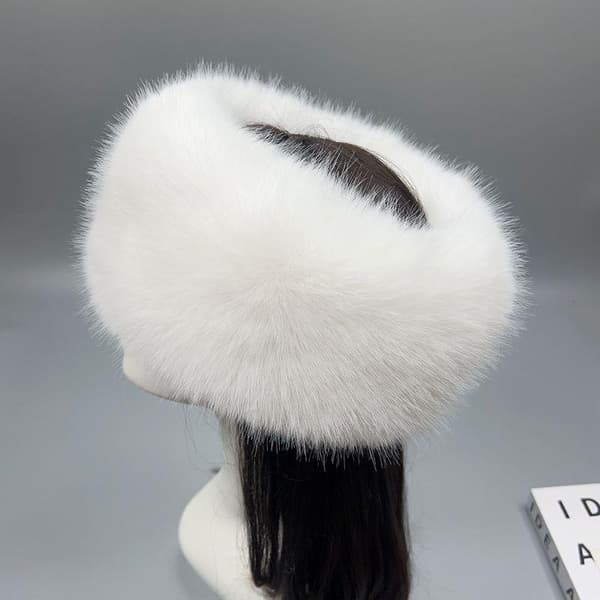 Mode Fluffy Pels Dame Vinterhue Varm Ørebeskyttelse Sne Black