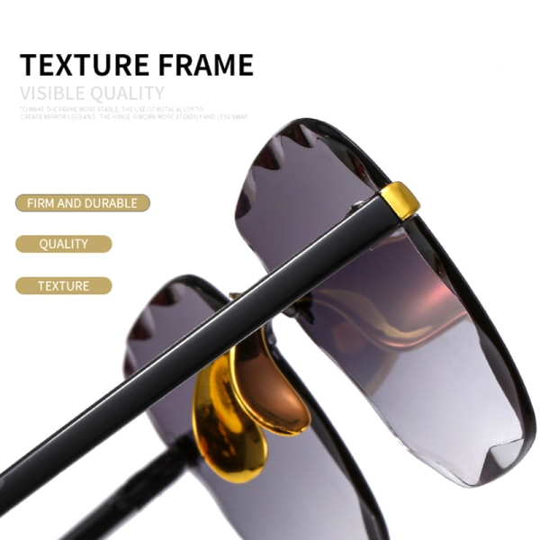 Rammeløse kantsolbriller klare flerfargede linser UV400 kvinner 2