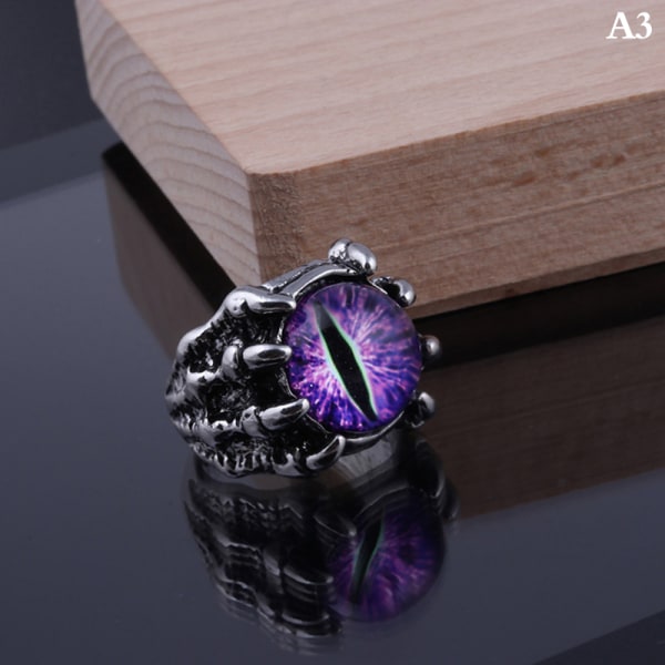 Retro gotisk färg Evil Eye-ringar för män Dominerande Dragon C Purple