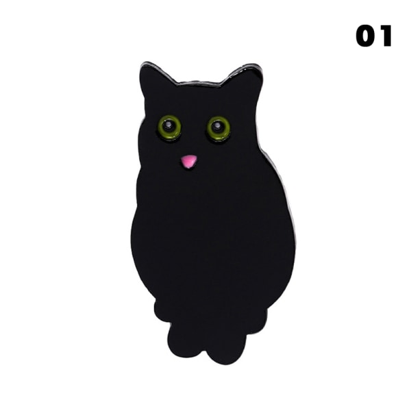 Punk stil liten tecknad e svart katt form metall emalj brosch 01