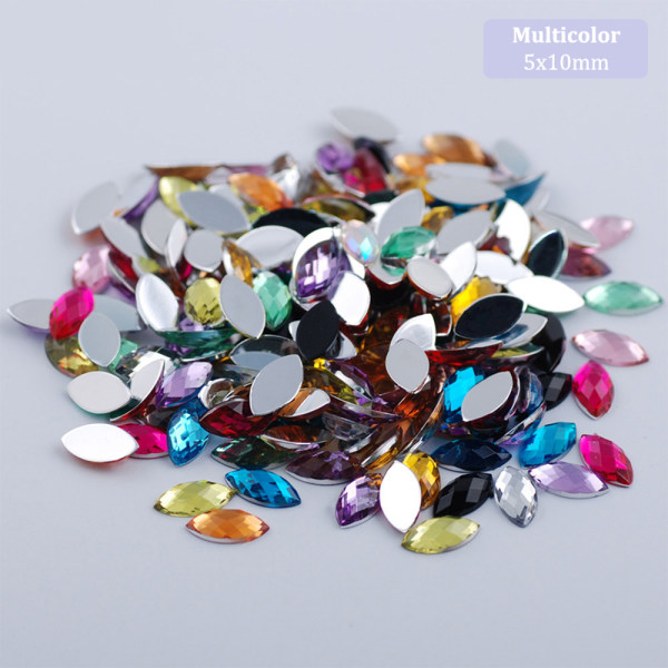200 kpl akryylisilmän muotoista kristallihelmiä liimaa timanttikivelle Multicolor 5x10mm
