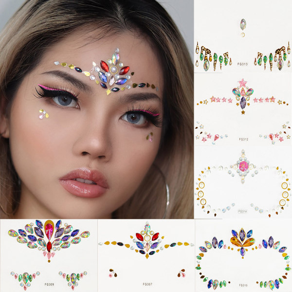 Face Jewels Sticker Make Up Adhesive Midlertidig Body Art Gems R 18