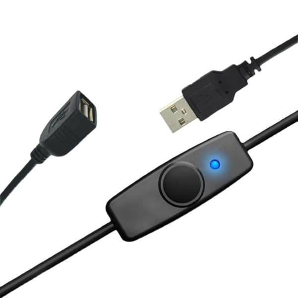 1 st USB 2.0 förlängningskabel med ON OFF-brytare 30cm Black
