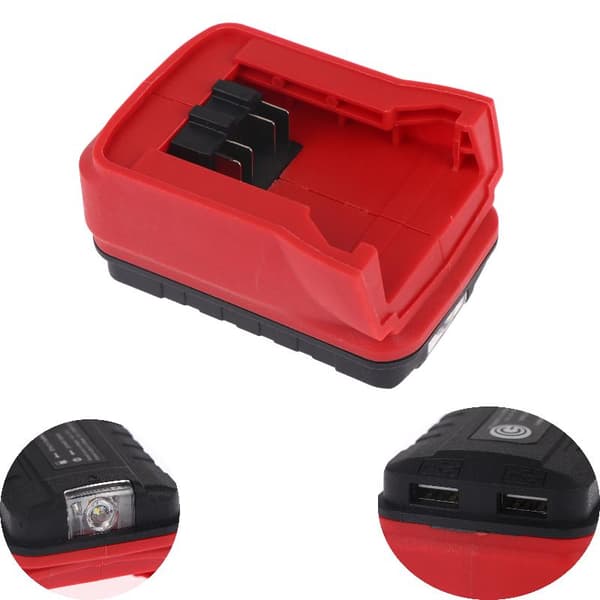 1 stk LED-lys Dobbel-USB Ladeport Power Bank Adapter For 18V