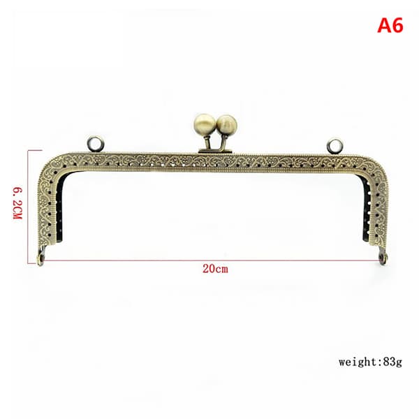 Firkantet glanset sølv Basic Metal Purse Ramme Kyss Lås Lås DI 15cm